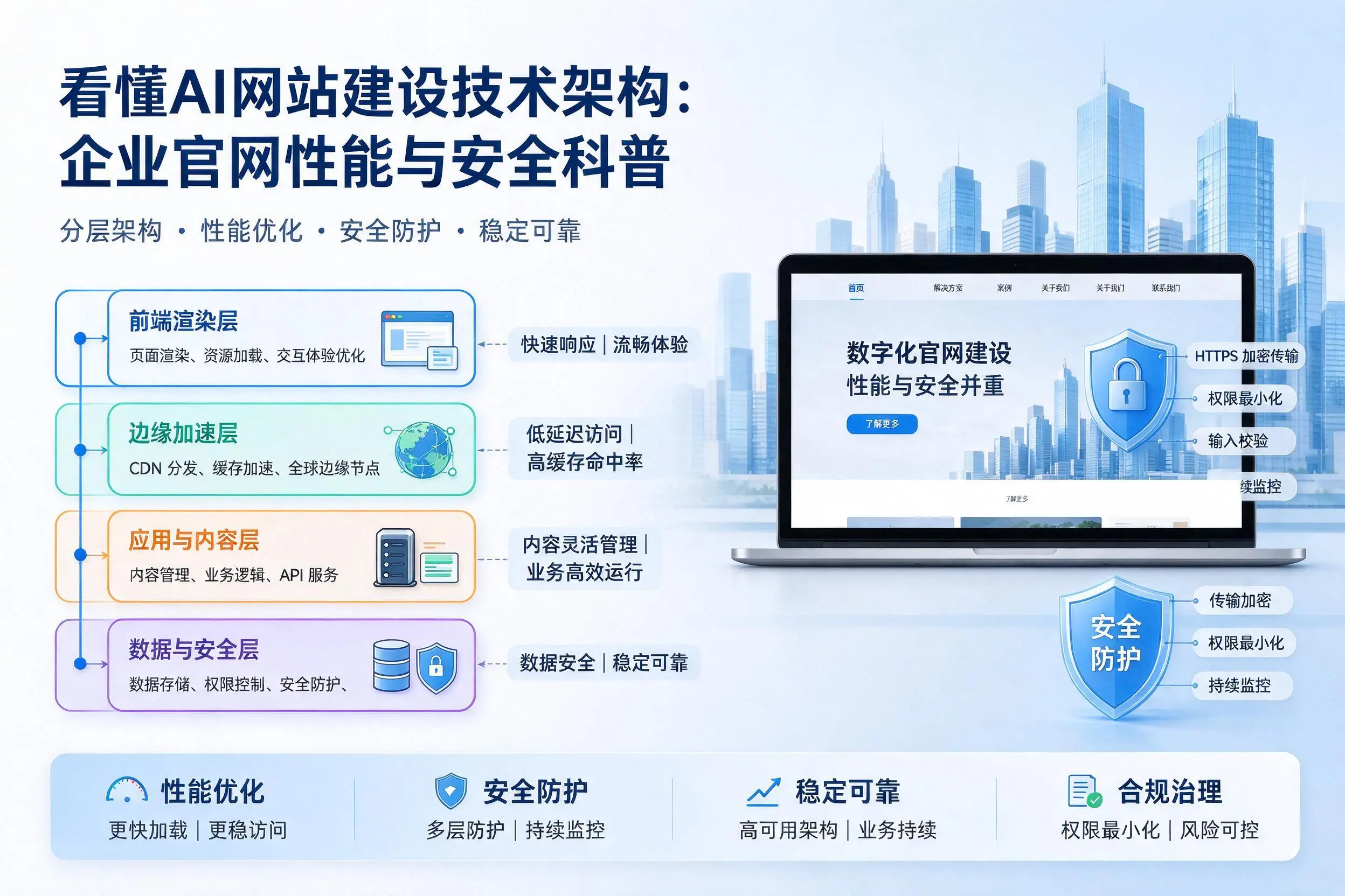 看懂AI网站建设技术架构：黔南企业官网性能与安全科普