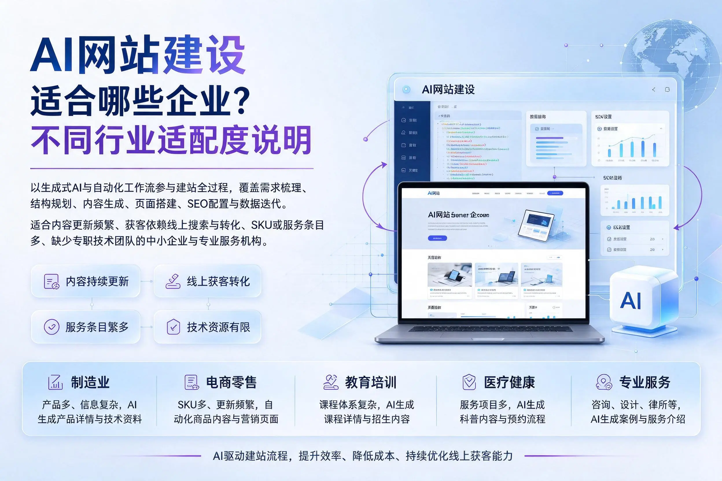 AI网站建设适合哪些企业？黔南不同行业适配度说明
